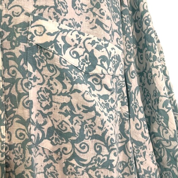 Anthropologie Maeve The Irene Linen Shirt Dress Size X-Large Green White Pocket - Picture 3 of 13